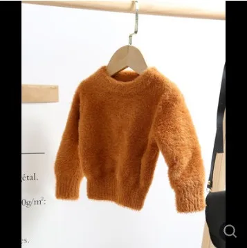 Кашемировый свитер с имитацией норки для маленьких девочек; коллекция года; зимняя одежда для девочек; детский джемпер; пальто для маленьких девочек; Теплые Топы; RT787 - Цвет: naiyou orange