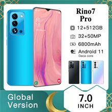 Global Version Rino7pro Smartphone 10Core 12+512GB 6800mAh 7.0Inch Dual SIM Dual Standby Support Face ID 5G Android CellPhone