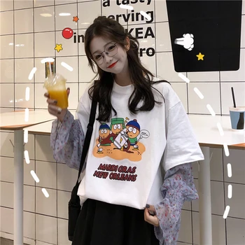

Will ~ early spring cartoon printed letters relaxed joker spell chiffon is prevented bask in long sleeve T-shirt coat