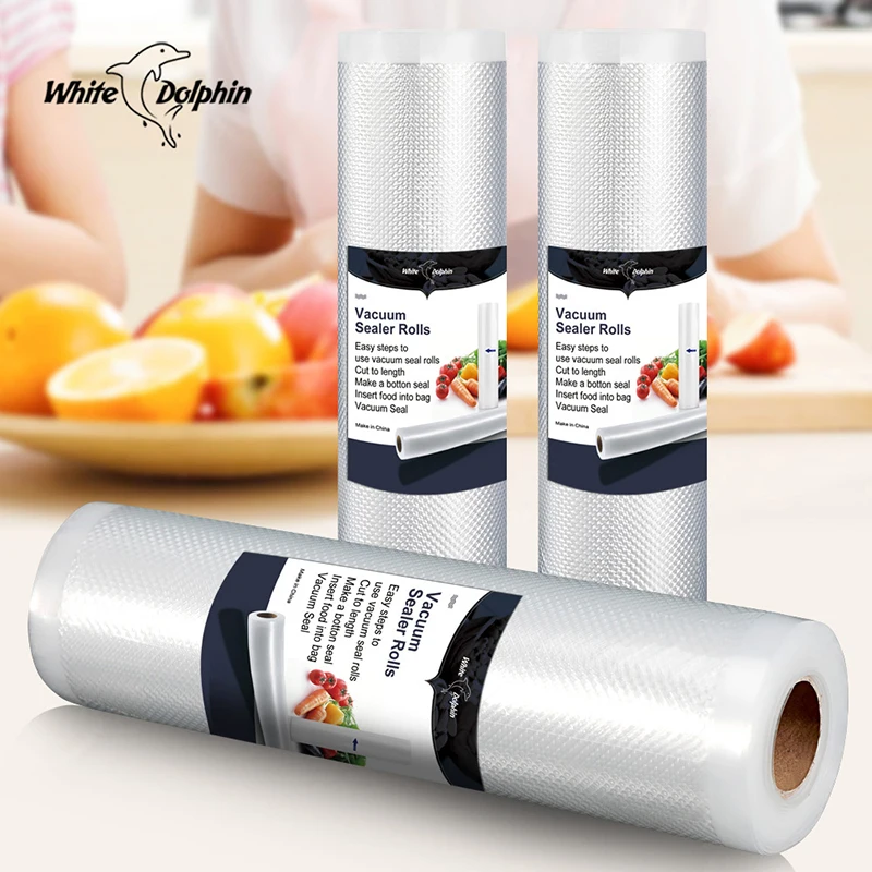 Sellador al vacío de alimentos en 3 rollos, bolsas de cocina para almacenamiento de alimentos, 12, 15, 20, 25cm x 500cm, para máquina de envasado al vacío
