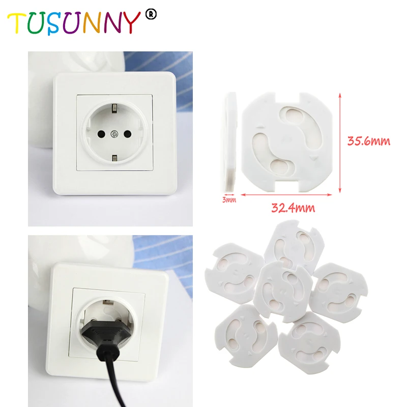TUSUNNY, 10 шт., Детская безопасность, Вращающаяся крышка, 2 отверстия, круглая, европейский стандарт, для детей, от электрической защиты, разъем безопасности, замки