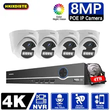 

H.265 4CH 4K POE Security Camera System Kit Colorful 8MP HD IP Camera Outdoor Motion Detection CCTV Video Surveillance NVR Set