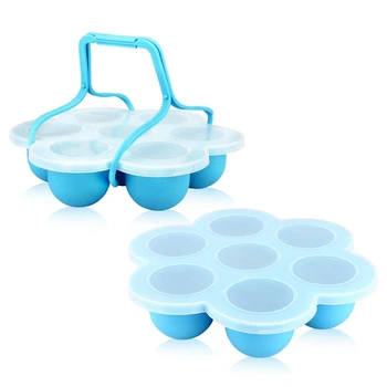 

2Pcs Complementary Food Box with Lid Ice Tray Baby Food Storage Box Silicone Egg Mold Pressure Cooker Steamer