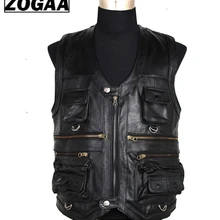 ZOGAA, новинка, мужской жилет, натуральная кожа, репортёры, костюм, больше, чем карман, мужской жилет из коровьей кожи