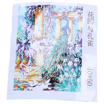 

16X20inch ACRYLIC PAINT BY NUMBERS KIT OIL PAINTING ON CANVAS PICTURE Garden with peacocks