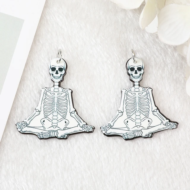 6Pcs Skull Lover Charms Afro Sexy Diva Lady Glamour Stylish Nubian Yoga Acrylic Jewlery Findings For Earring Necklace Diy with hoop