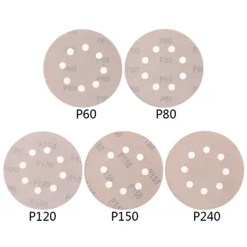 

10PCS 5 Inch 8 Holes Sanding Discs 10PCS Sandpaper Assortment Hook and Loop Sander Paper