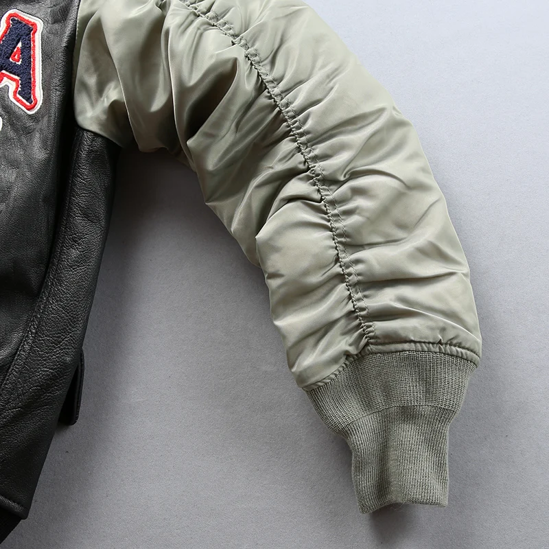 Promotion AH138 US air force flight pilot goat leather jacket genuine goat leather rider jacket family looking clothing parent & son dress