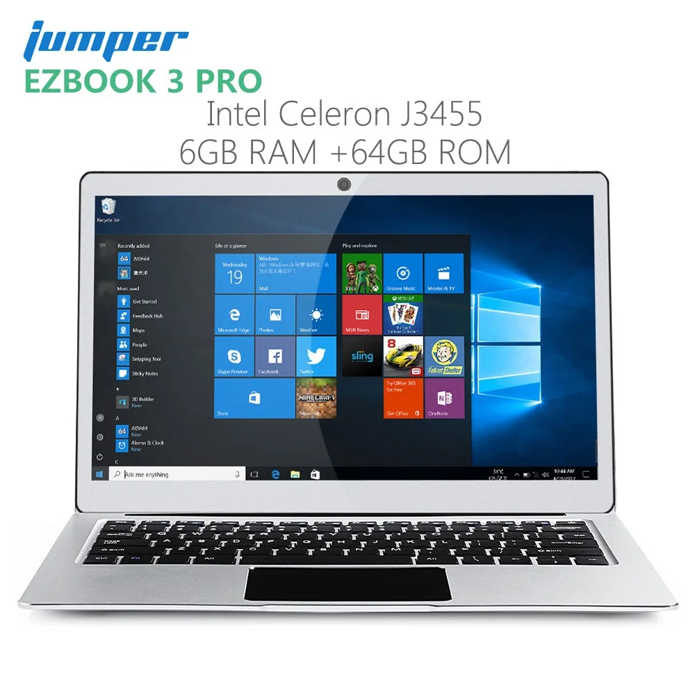 Jumper EZbook 3 Pro Ноутбук 13 ''Windows10 Intel Celeron J3455 ноутбук 6 ГБ ОЗУ 64 Гб ПЗУ ультрабук eMMC HDMI