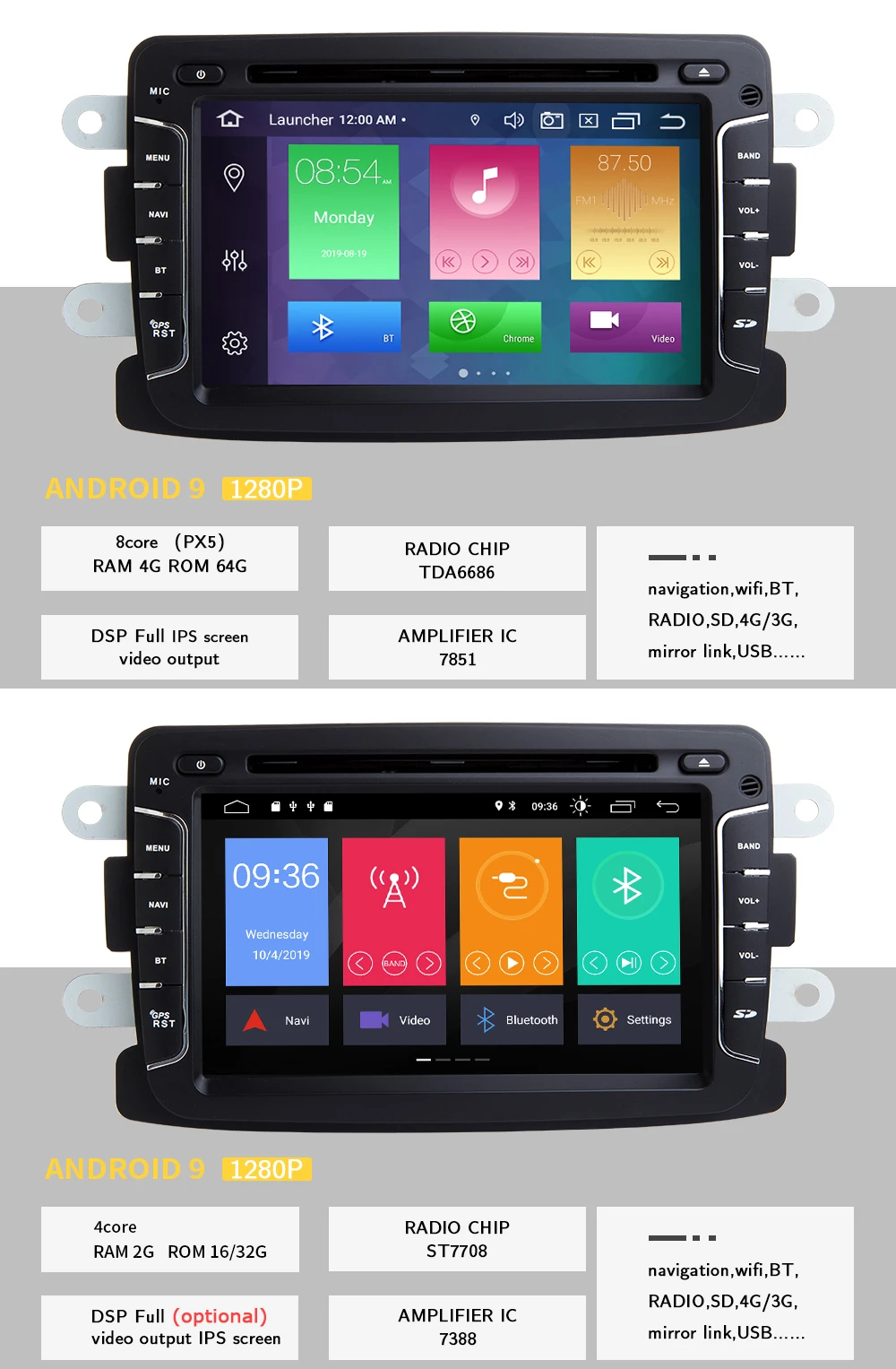 1 din android 9,0 автомобильный радио мультимедиа для Dacia Lodgy Logan, Duster Sandero Renault Captur/Lada/Xray gps Навигация DVD DSP 4GB