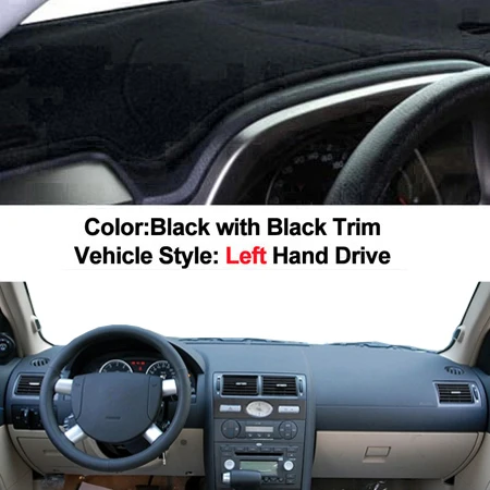 LHD Black Крышка приборной панели автомобиля тире коврик ковер накидка для Ford Mondeo MK3 2000 2001 2002 2003 2004 2005 2006 LHD RHD автоматический зонт 2 слоя - Название цвета: LHD Black