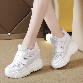 

2020 Women Chunky Sneakers Hidden Heels Height Increasing Ladies Wedge Shoes High Top Winter Platform Women Casual Shoes B649