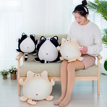 

INS Korean Style Kitty And Dog Soft Animal Cartoon Pillow Cushion Cute Fat Dog Cat Plush Toy Stuffed Lovely kids Birthyday Gift