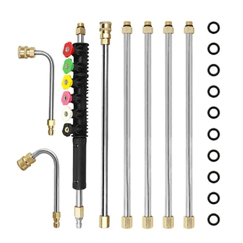 

8pcs With Spray Nozzle Pressure Washer Extension Wand Set Quick Connect Home Rustproof Replacement Parts Stainless Steel Lance