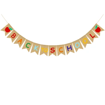 

Burlap Welcome Banne Bunting Sign Back To School Banner for Classroom Teacher Gifts Decorations (Back To School Banner)
