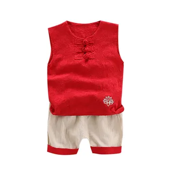 

New Summer Boy Casual Clothes Set Chinese Style Children Vest Tops+Shorts Suit Kids Outfit Baby Clothing 0-4 Years
