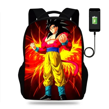 

17inch Dragon Ball Goku Print USB charge backpack Kids Children School Bag For teenager Boys&Girls Travel backpack Mochlia