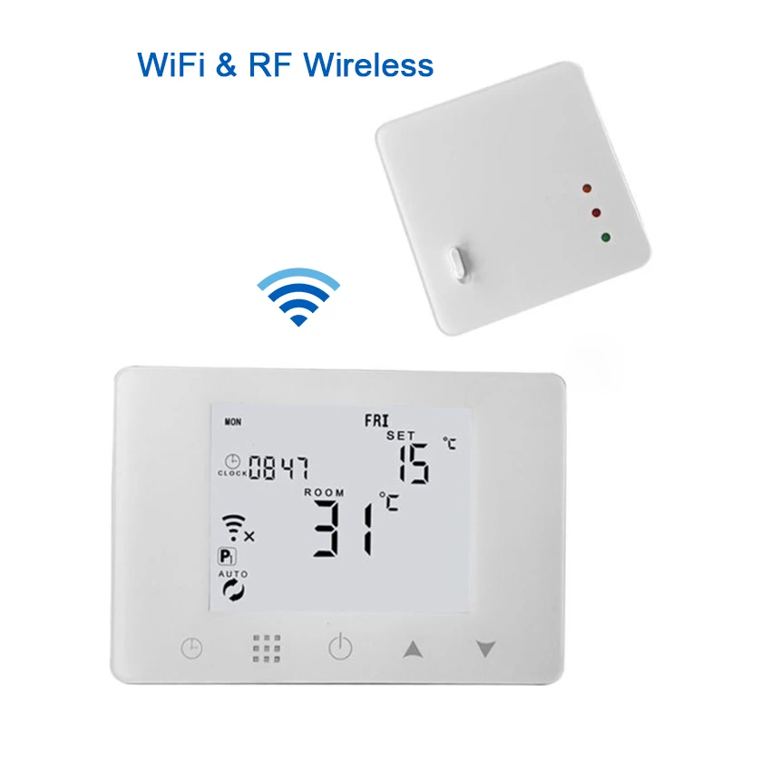 Беспроводной комнатный термостат Wi-Fi и RF для газового котла с подогревом или водяного пола с дистанционным управлением, контроль температуры