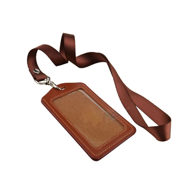 Simple Business Card Holders Women Men ID Badge Holder Fashion Pu Cards Cover Worker Identity Case Lanyard 10 Colors wallet card holder,card holder,business card holder