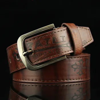 

Men's Leather Belt Jeans Leather Belts Men's Glossy Alloy Belts Buckle Belt Men