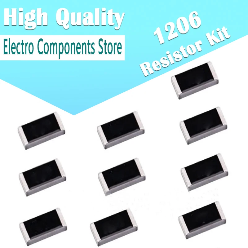 

2000Pcs/Lot 1206 SMD Resistor Kit Assorted Kit 10R-910K Ohm 5% 80Values Sample Kit High Precision Film Chip Resistance Kit