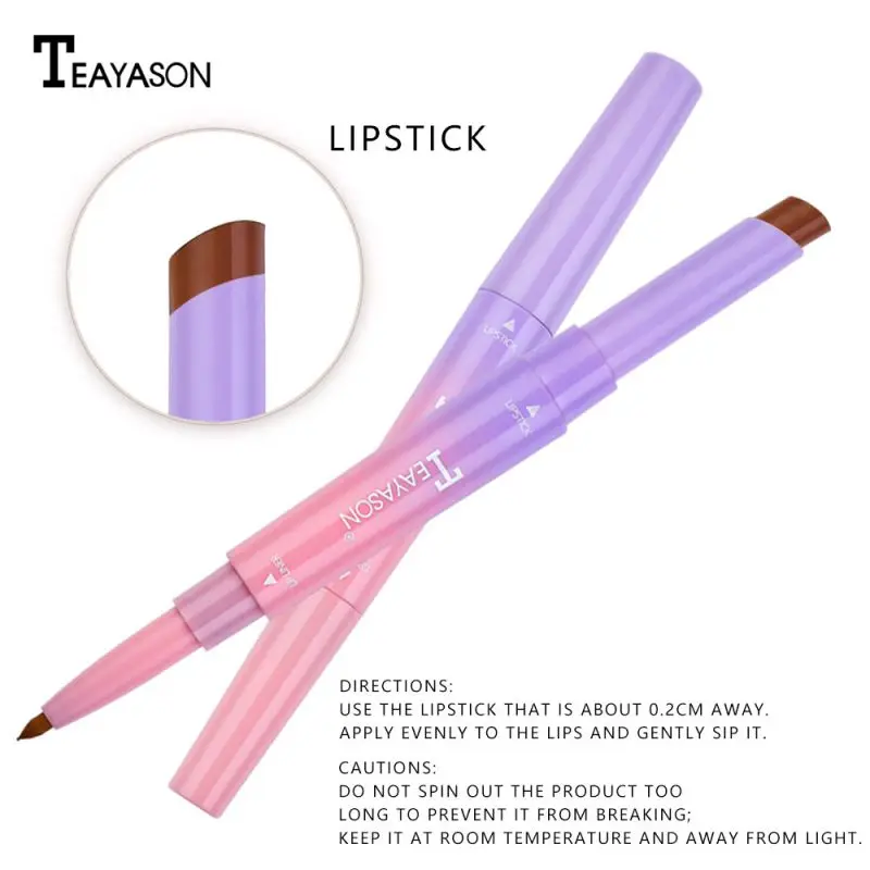 Wholesale Double-end Long-lasting Lipstick Liner Waterproof Non-stick Cup Moisturizing Rotating Lip Liner