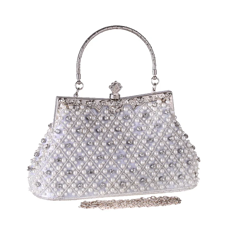 

Diamond Pearl Tote Dinner Bag Bridal Gown Bag Classic Evening Bag Diagonal Chain Bag