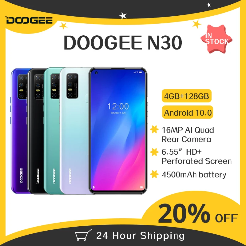 Сотовый телефон DOOGEE N30 мобильный Full Netcom 4 Гб 128 ГБ Восьмиядерный экран 6 55 дюйма HD 4180