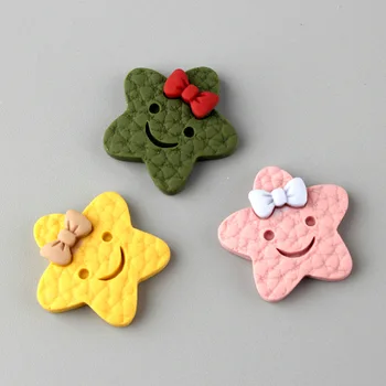 

10Pcs/lot Kawaii Star Shape Resin Cabochon Flat back Fit Phone Deco Parts Cabochons for Bows Accessories DIY Scrapbooking 24mm