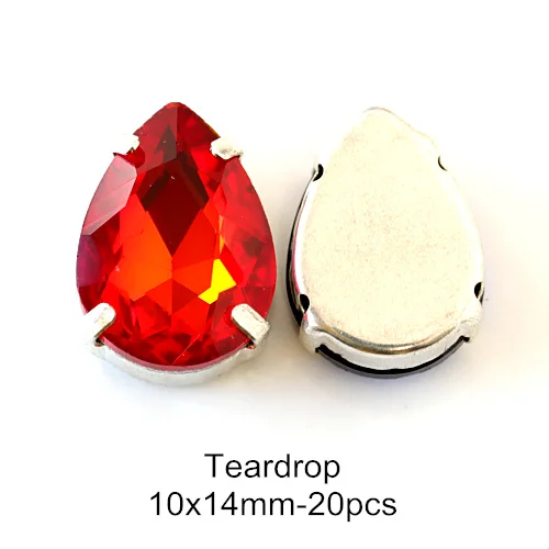 10x14mm 20pcs Продать по потери! Высокое качество, стразы смешанной формы из красного стекла, пришивные стразы с золотыми когтями, пришивные стразы для сумок Y3512 - Цвет: 10x14mm 20pcs