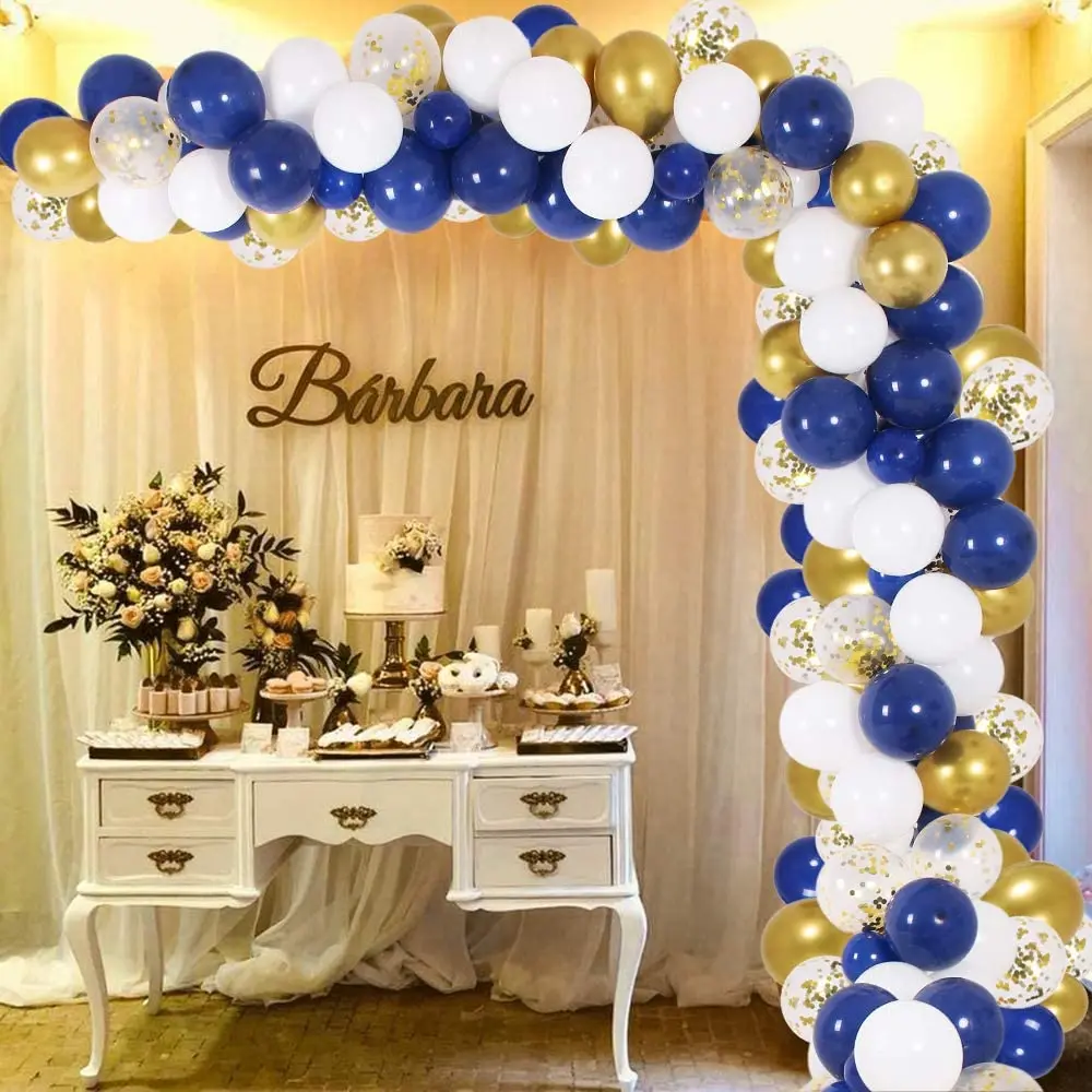 120Pc blue gold white DIY Garland Kit &amp Balloon Arch Party Supplies Decorations for Bridal Baby Shower Birthday Wedding | Дом и сад