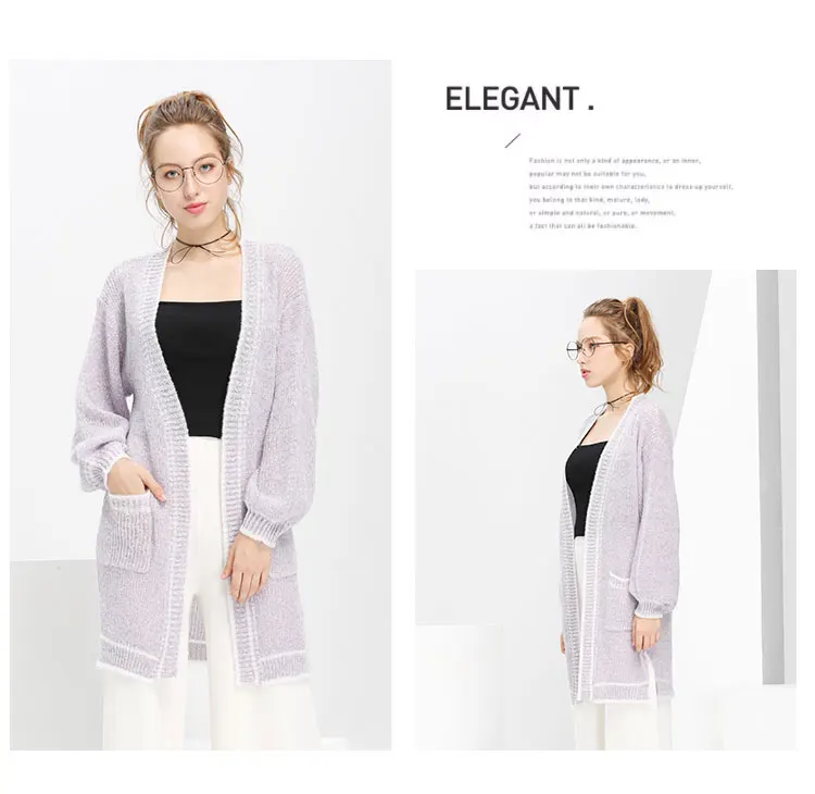 18240 Brand New Lady Mid-length Loose Plus-size Cardigan Jacket Keep Warm Sweater Pockets Slouchy Sleeves Big Size Dropshipping |