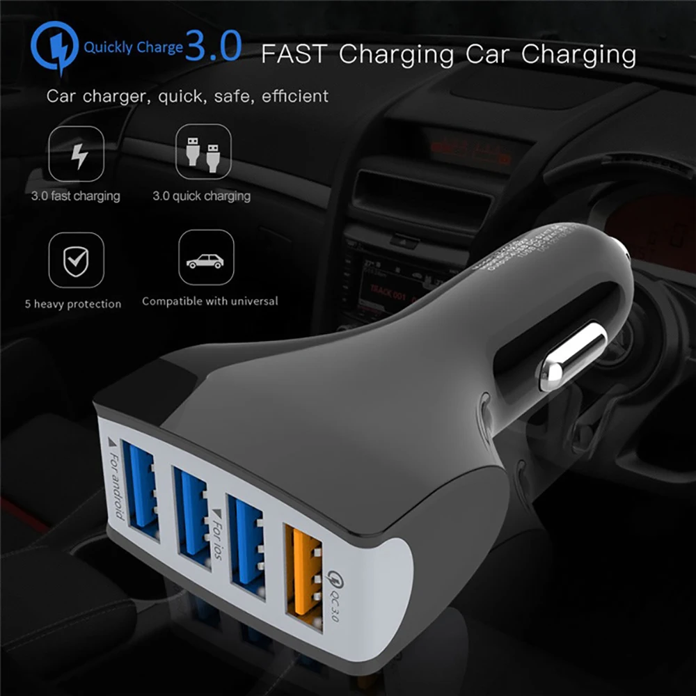 Victsing быстро QC3.0 4 Порты и разъёмы зарядных порта USB для автомобиля Зарядное устройство 12/32V Мощность для iPhone samsung Xiaomi Tablet смарт-устройств Зарядное устройство автомобильные аксессуары
