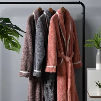 

Unisex Robe Winter New Flannel Kimono Bathrobe Gown Soft Nightwear Men Women Nightgown Oversized 3XL Thicken Homewear Warm