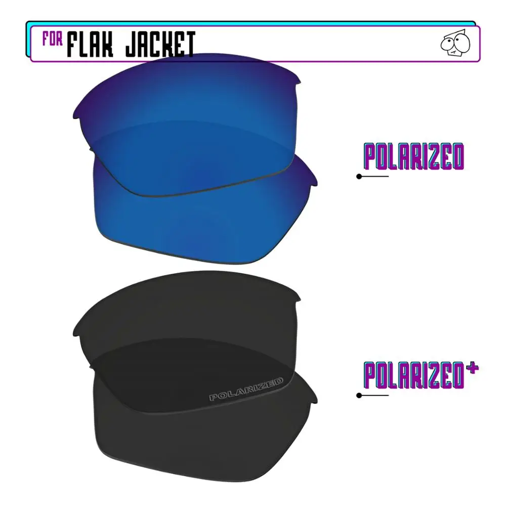 Ezreplace Polarizzati Lenti Di Ricambio Per-Oakley Flak Jacket Occhiali Da Sole-Blackpplus-Sapphirep