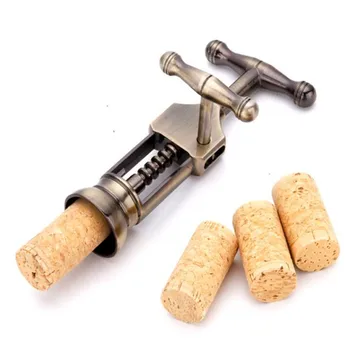 

Cork Wine Opener Creative Bottle Metal Opener Antique Vintage Style Rack Pinion Corkscrew Kitchen Bar Gadgets
