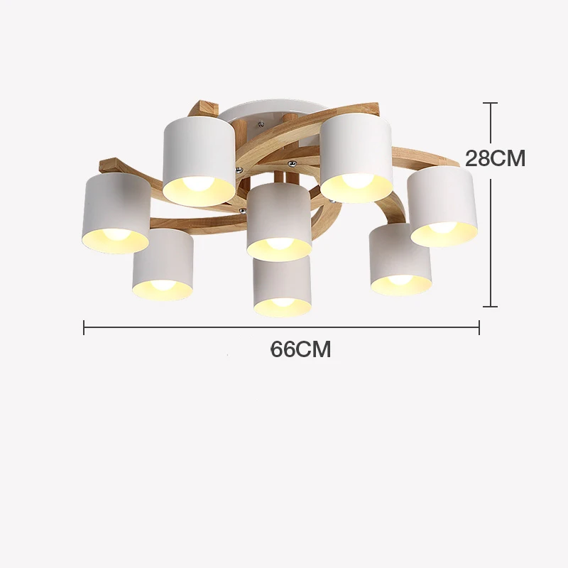 Скандинавское дерево E27 потолочный светильник 4 цвета потолочные светильники Современная железная гостиная потолочный светильник Кухонные светильники Lampa Sufitowa - Цвет корпуса: White 8 Heads