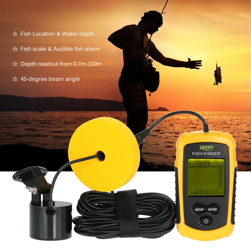 

Wired Fish Finder Portable Fish Detection Sonar For Fishing 100M Depth Range Sonar Echo Sounders Fishfinder