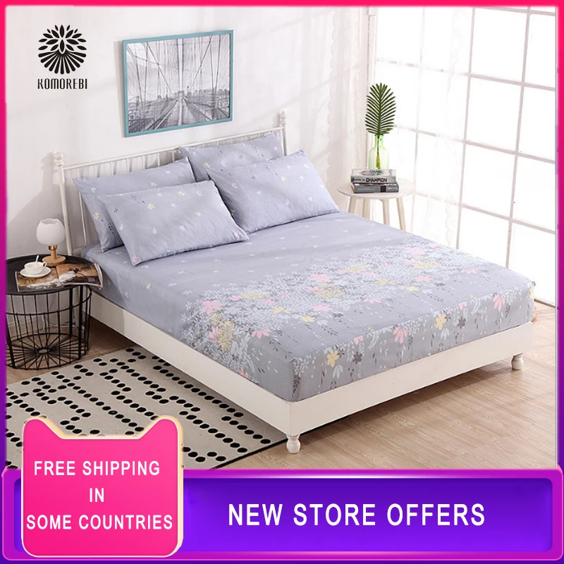

Fitted Sheet Mattress Cover Polyester Printing Bedding Linens Bed Sheets With Elastic Band Double Queen Size Bedsheet 180X200 CM