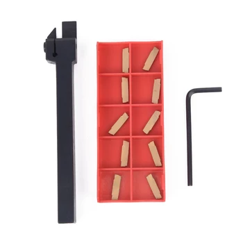 

Lathe Turning Kit Holder Replacement Carbide Inserts+MGEHR1010-2 Grooving 2mm