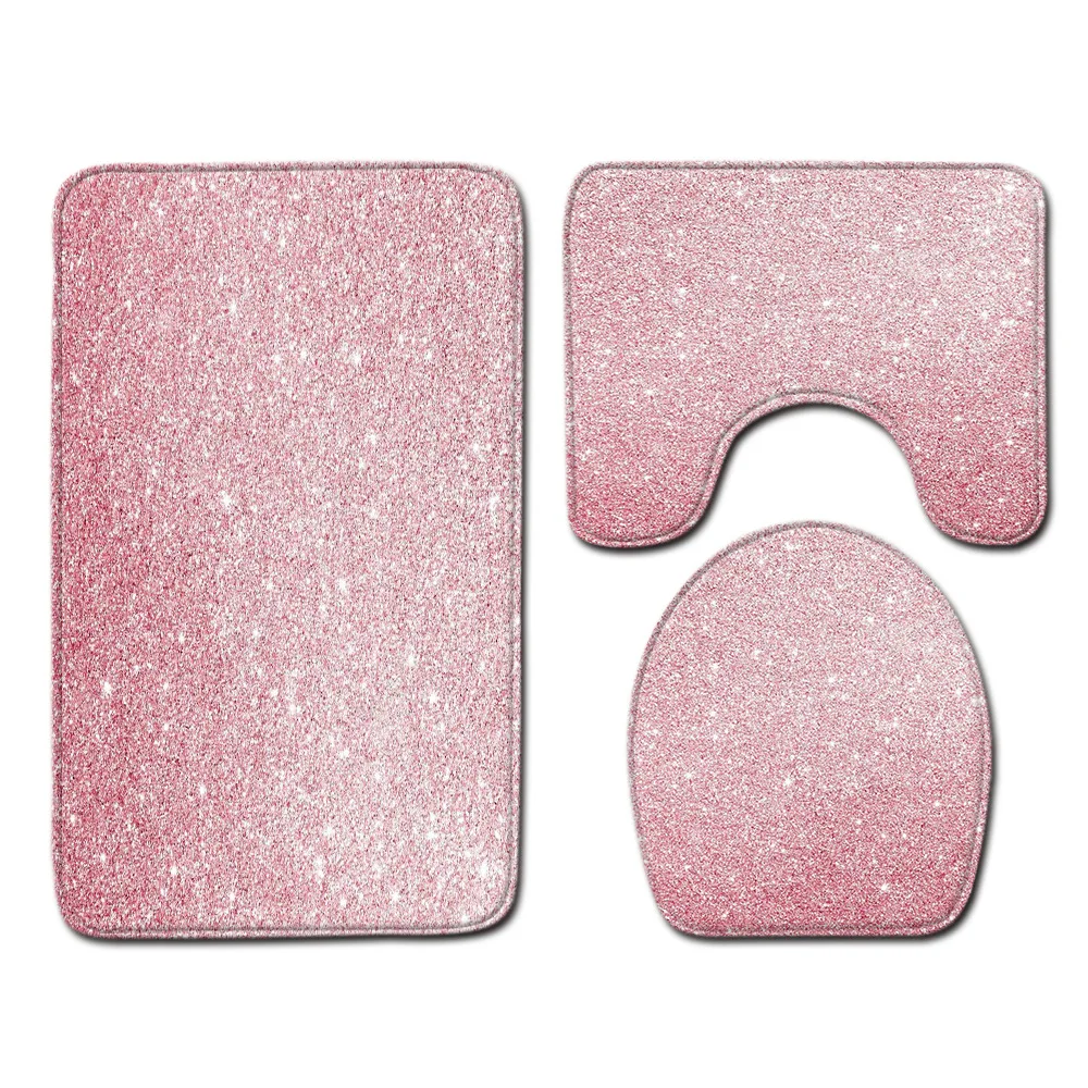 PA63 Zeegle Printed Bath Mat Set Flannel Toilet Mat Set Bathroom Mat Carpet Living Room Decoration Rug Anti-slip Absorbent Toilet Mat - Цвет: PA63