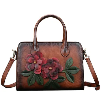 

2020 New Designer Elegant Lady Retro Appliques Handbags Women Luxury Top Handle Flaps Flowers Shoulder Bags