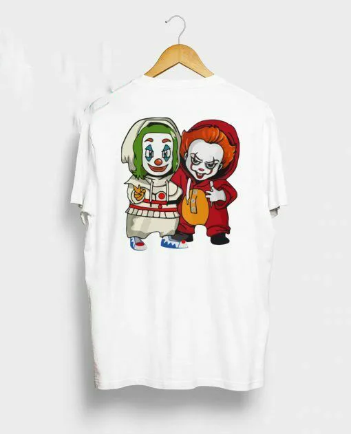 

Baby Joker And Pennywise Horror Movies Characters Halloween Shirt S-3XL Michael Jackson Xxxtentacion anime shirt