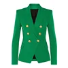 HIGH STREET 2024 Stylish Designer Blazer Women's Double Breasted Lion Buttons Slim Fitting Blazer Jacket 1