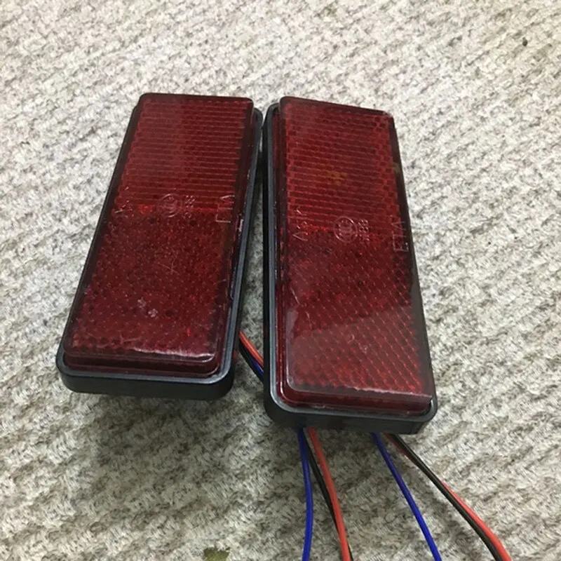 1PC Motorcycle Car Truck Trailer LED Reflector Rear Tail Brake Stop Marker Light Black Shell PMMA Lens 3 Wires For Yamaha