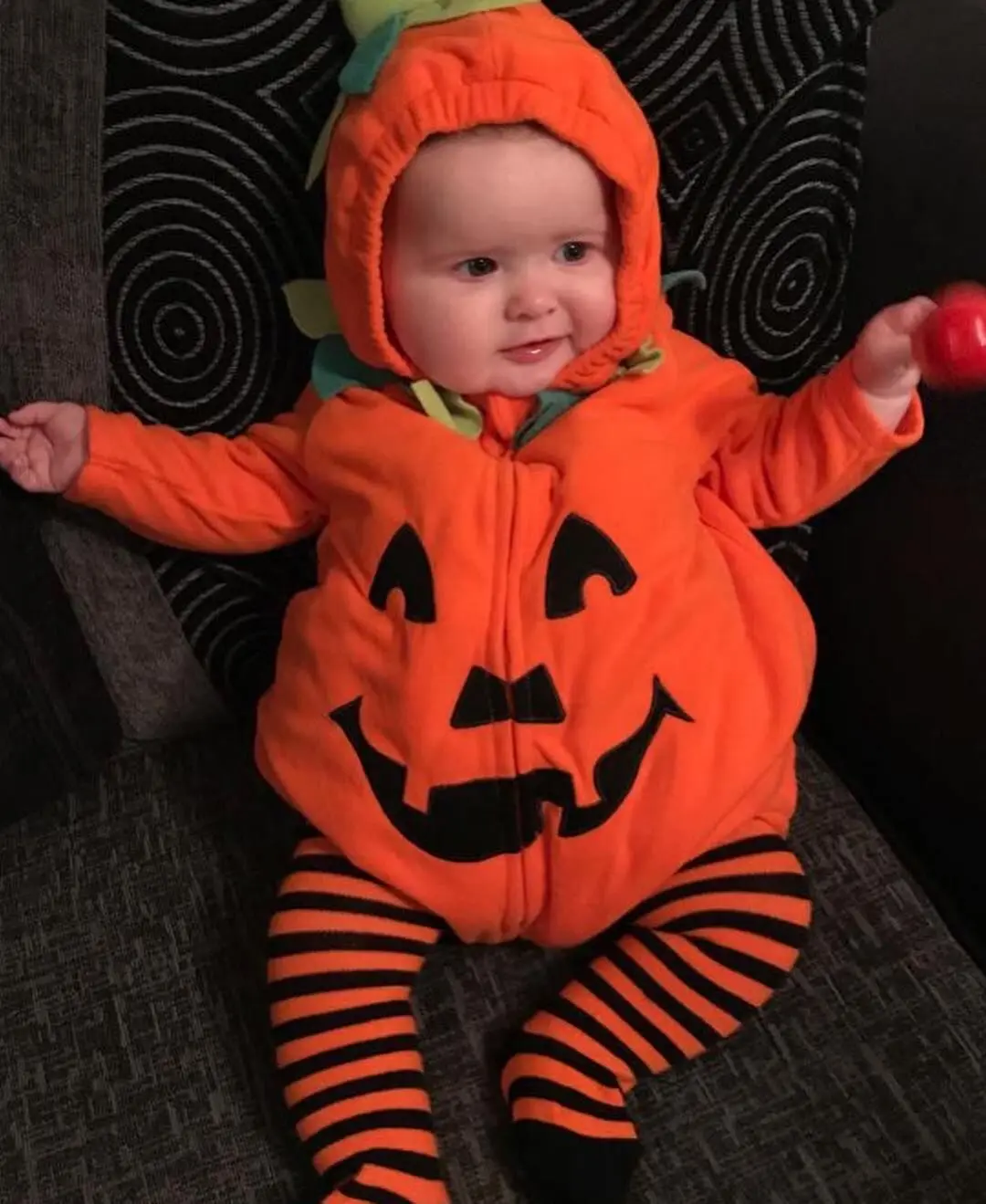 0-24 м Хэллоуин Pumkin Толстовка боди младенческой комбинезон для младенцев мальчиков девочек без рукавов Тыква с капюшоном на молнии комбинезон одежда