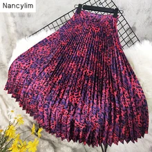 Модные леопардовые женские плиссированные юбки длинная юбка с высокой талией новая весенне-летняя юбка-зонтик Nancylim для девочек