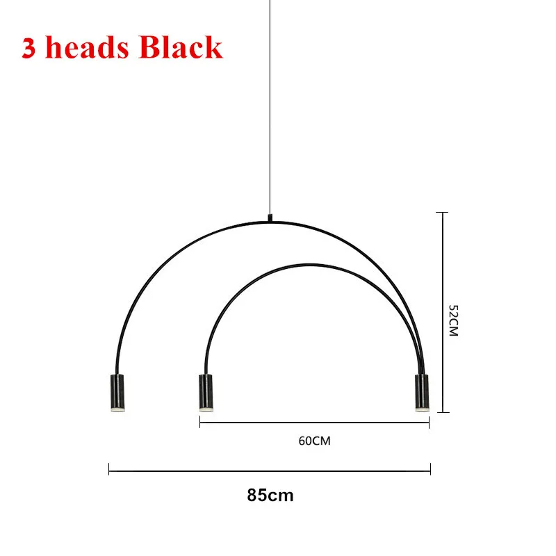 3 heads Black Постмодерн индивидуальный дизайн Led люстра подвесной светильник Искусство скандинавские люстры для гостиной магазин кабинет Декор подвесной светильник - Цвет абажура: 3 heads Black