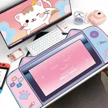 Tapis de souris à oreilles de chat mignon pour filles, accessoire de jeu personnalisable, kawaii, pour ordinateur de bureau