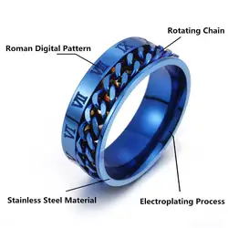 Для тренировки пальцев Спиннер из нержавеющей стали цепь вращающееся кольцо мужской классический римский Цифровой сила чувство подарок Y4UD